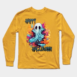 Spooky Ghost Happy Halloween Long Sleeve T-Shirt